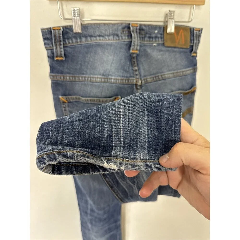 Nudie Jeans Thin Finn Mens 30X31 ‎ Denim Jeans Skinny Midnight Worn